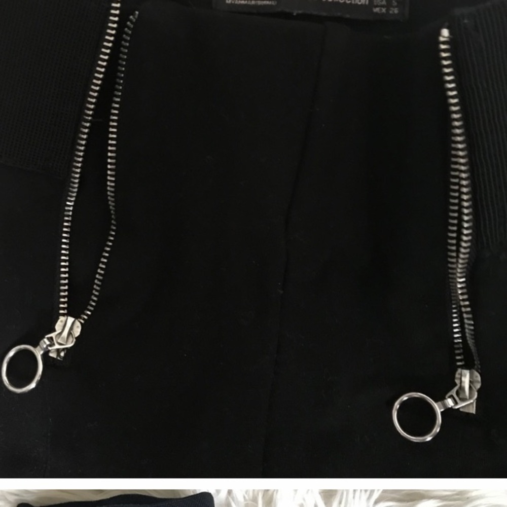 Zara Black Thick Leggings with Front Zippers Trafaluc Collection Size:Large - Picture 4 of 8